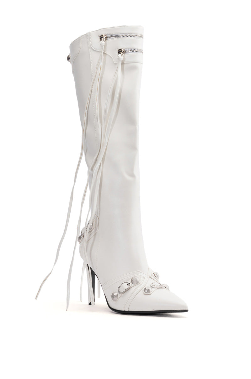 Back View Azalea Wang Just For You Stiletto Boot In White