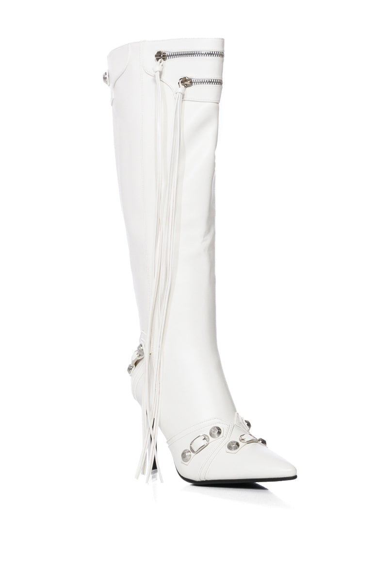 Back View Azalea Wang Just For You Stiletto Boot In White