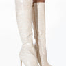 Front View Azalea Wang Just My Luck Stiletto Boot In Bone