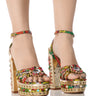 Front View Azalea Wang Kalani Multi Brocade Embellished Sandal