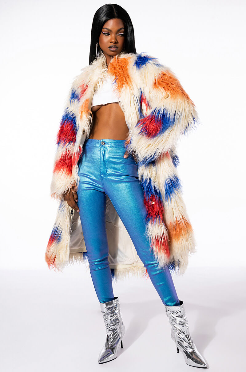 Front View Azalea Wang Kat Faux Fur Coat