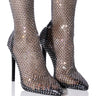 Front View Azalea Wang Kate Bling Mesh Bootie In Black