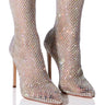 Front View Azalea Wang Kate Bling Mesh Bootie In Nude