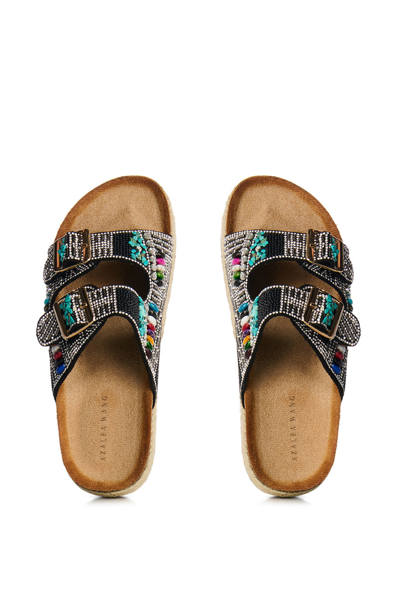 Side View Azalea Wang Kaylum Multi Beaded Sandal