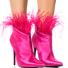 Front View Azalea Wang Kaylynn Feather Bootie In Fuchsia