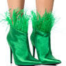 Front View Azalea Wang Kaylynn Feather Bootie In Green