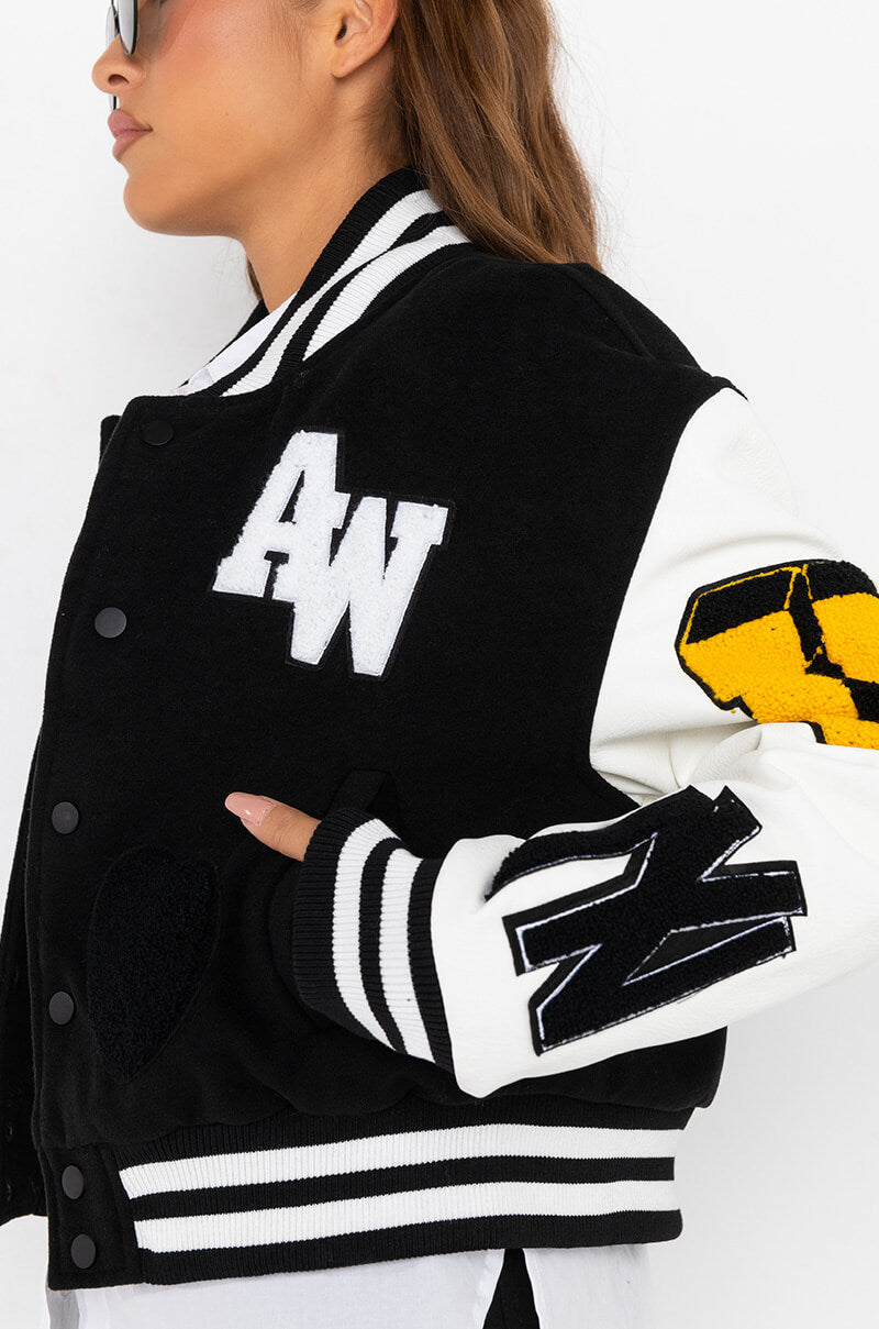 Extra View Azalea Wang Keep It Classic Patch Varsity Jacket