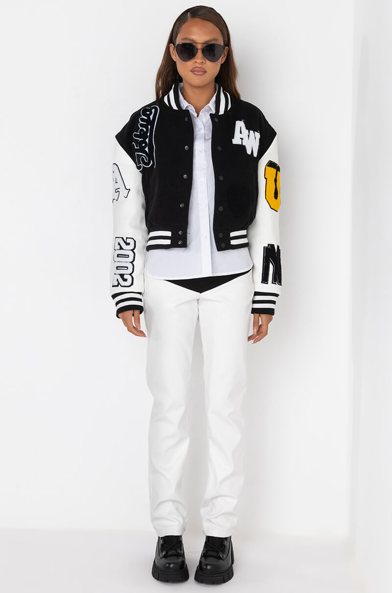 Extra View Azalea Wang Keep It Classic Patch Varsity Jacket