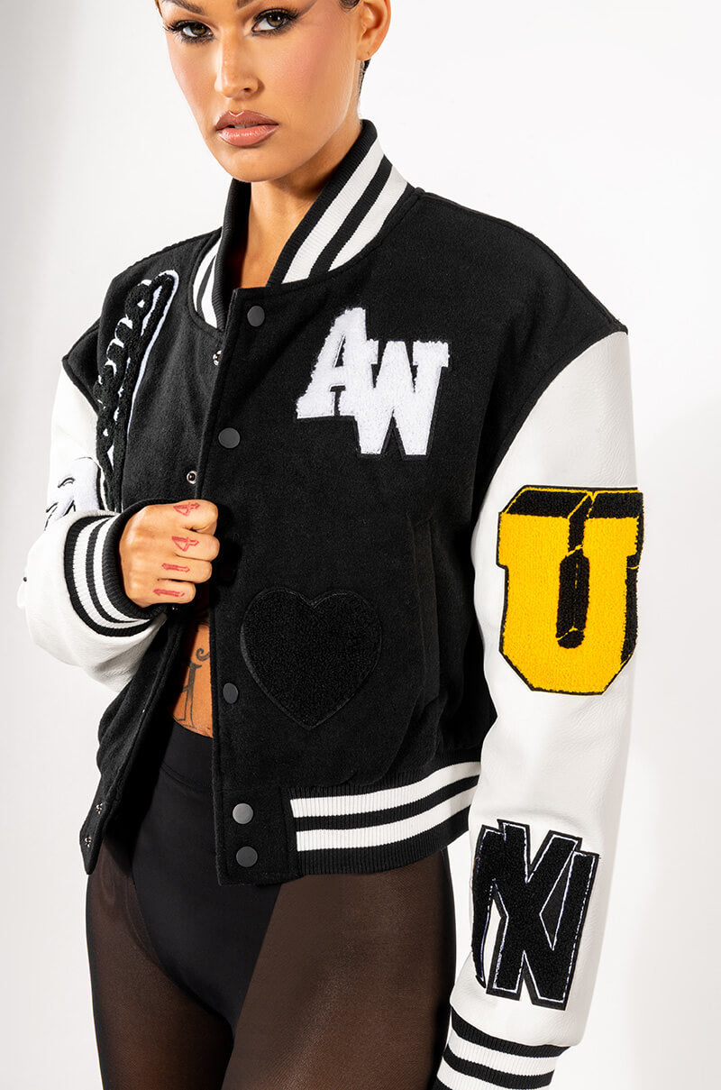 Extra View Azalea Wang Keep It Classic Patch Varsity Jacket
