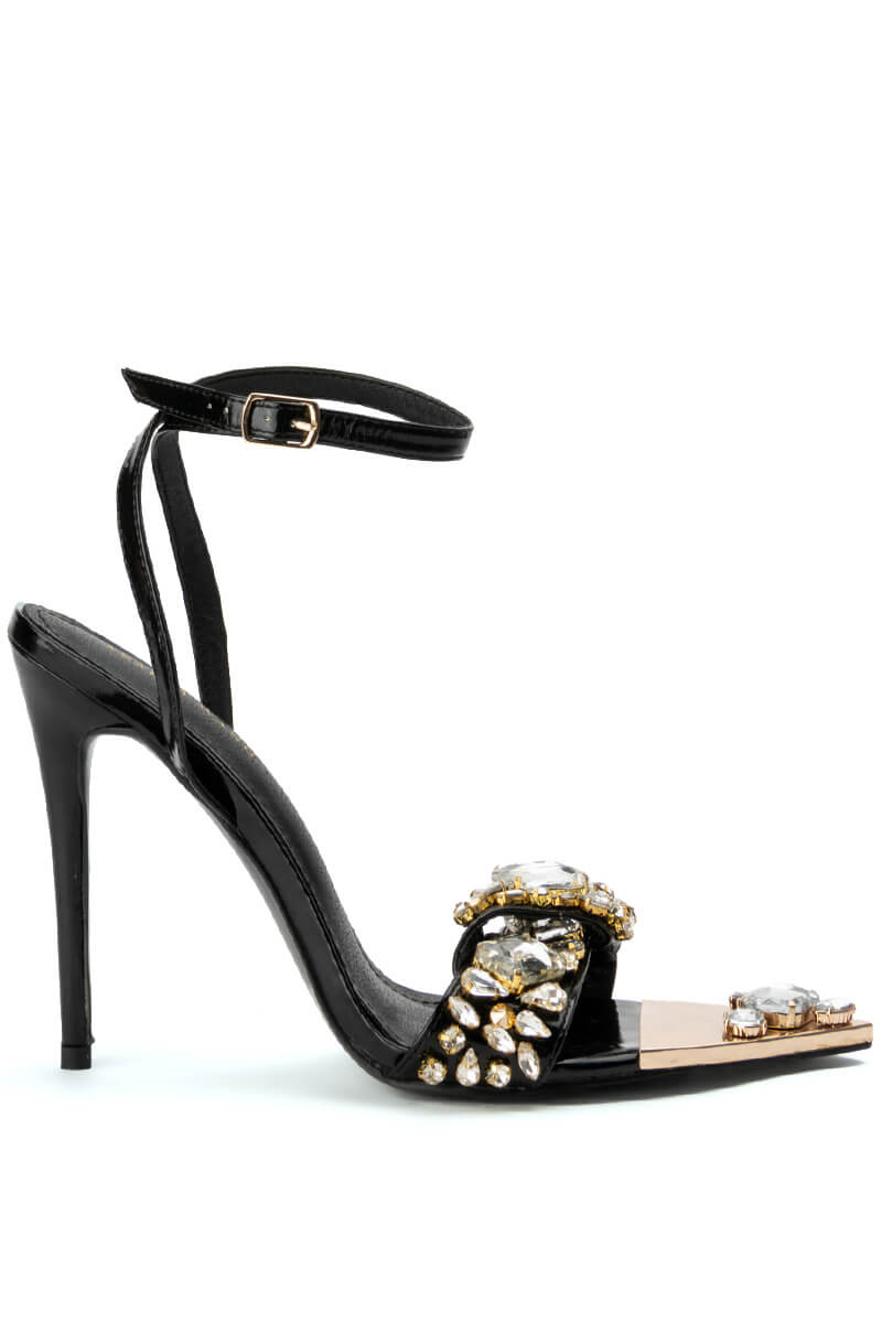 AZALEA WANG TILLY RHINESTONE STILETTO SANDAL IN BLACK view 0