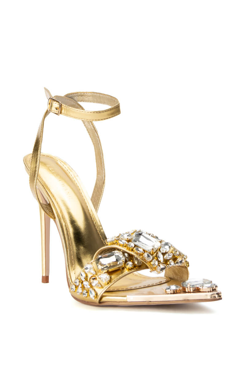 Back View Azalea Wang Keep It Sweet Stiletto Sandal In Gold 5