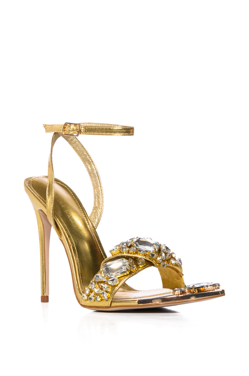 Back View Azalea Wang Keep It Sweet Stiletto Sandal In Gold 4