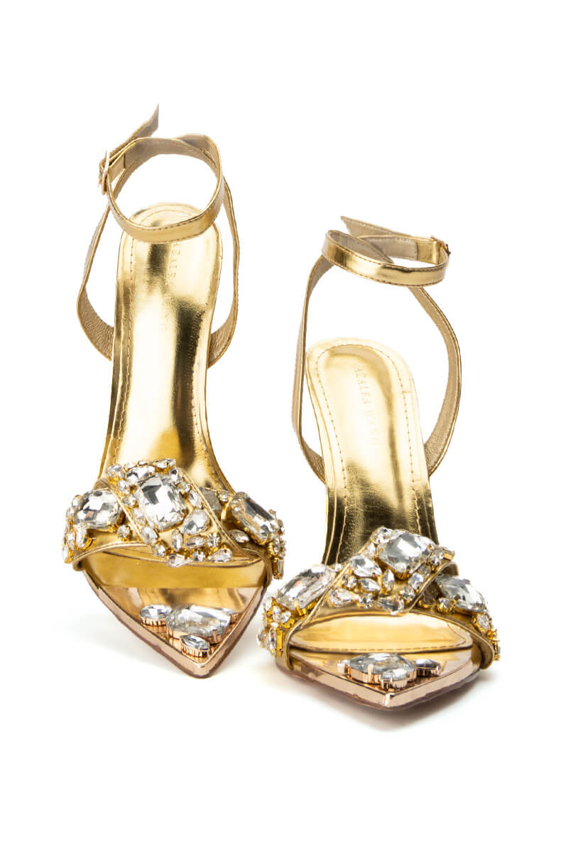 Full View Azalea Wang Keep It Sweet Stiletto Sandal In Gold 9