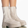 Front View Azalea Wang Kennedy Knit Front Zip Flatform Bootie In Bone