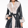 Front View Azalea Wang Kenzy Long Plush Moto Trench