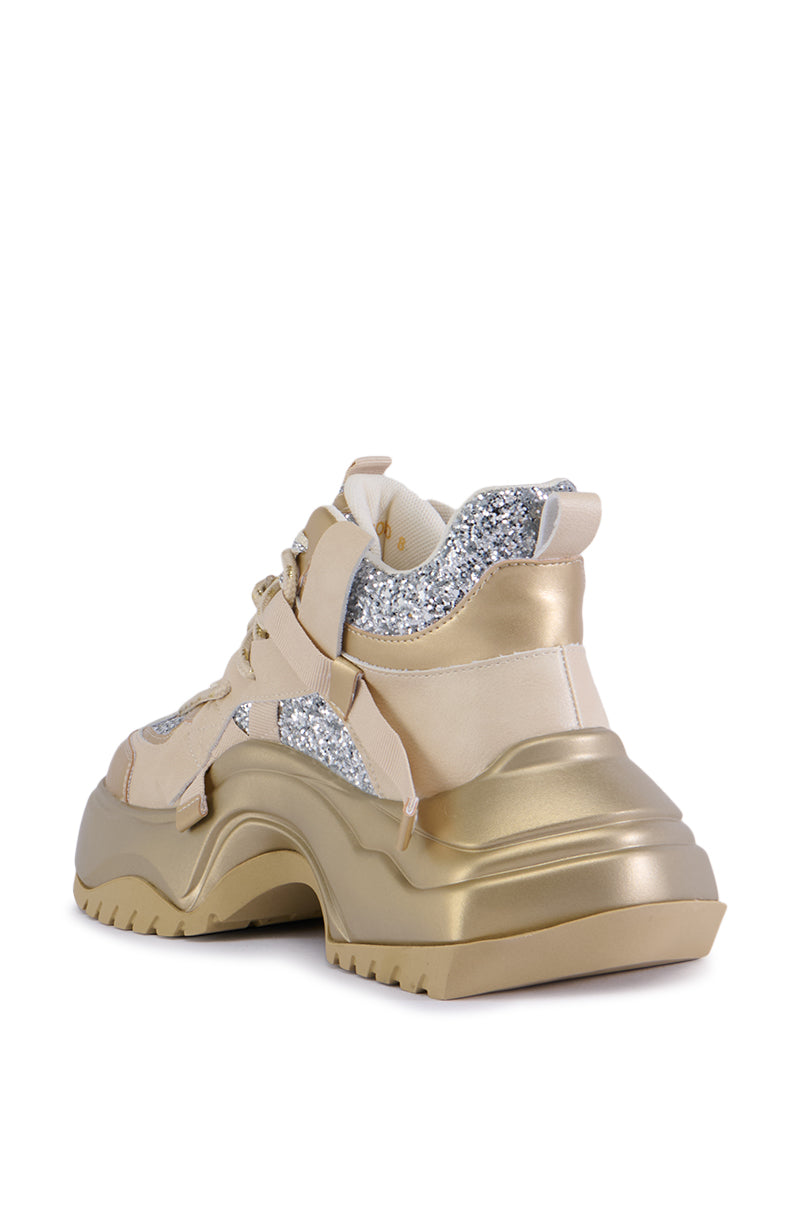 Full View Azalea Wang Kiko Gold Sneaker 4