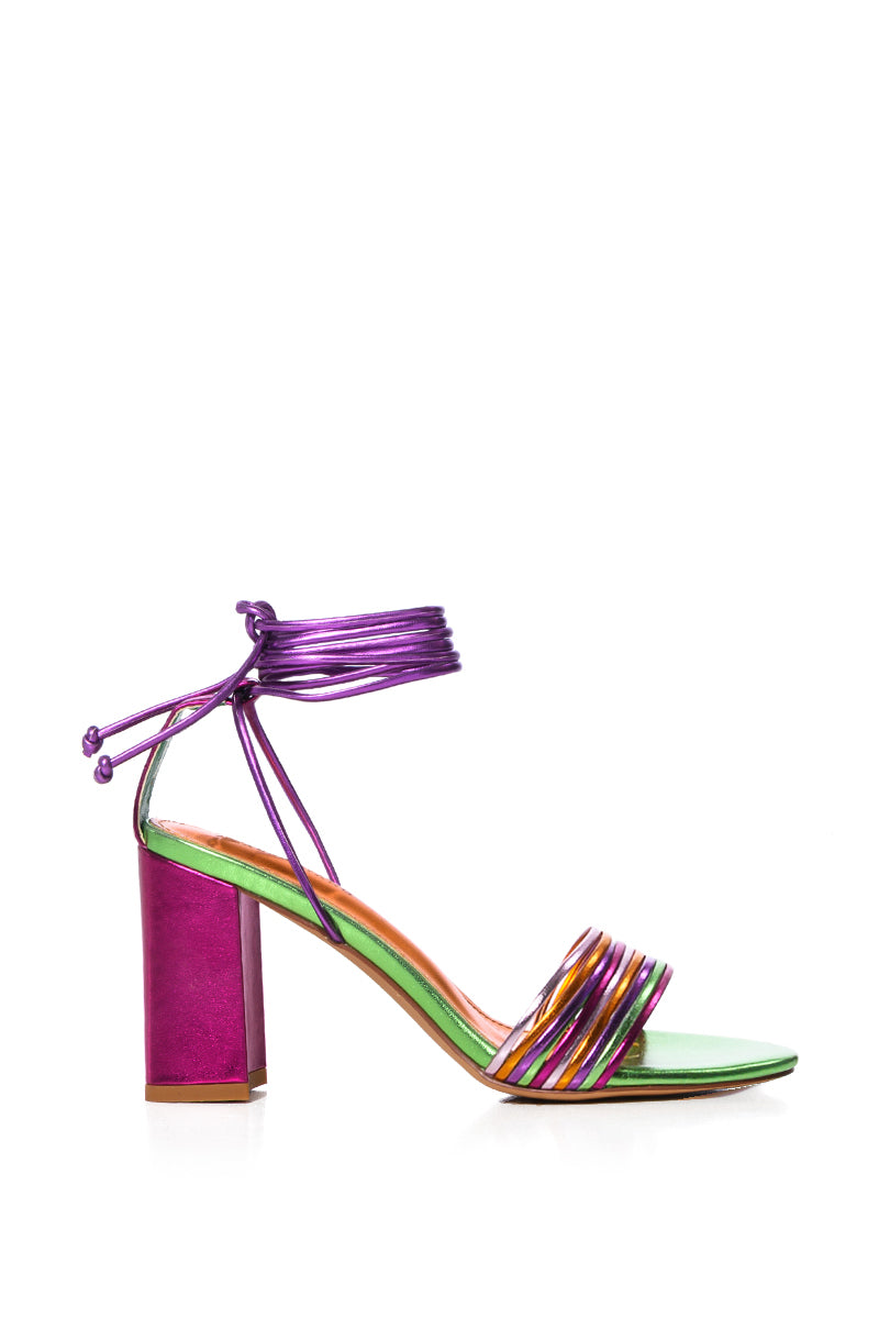 Side View Azalea Wang Kilah Chunky Colorblock Sandal In Multi view 2