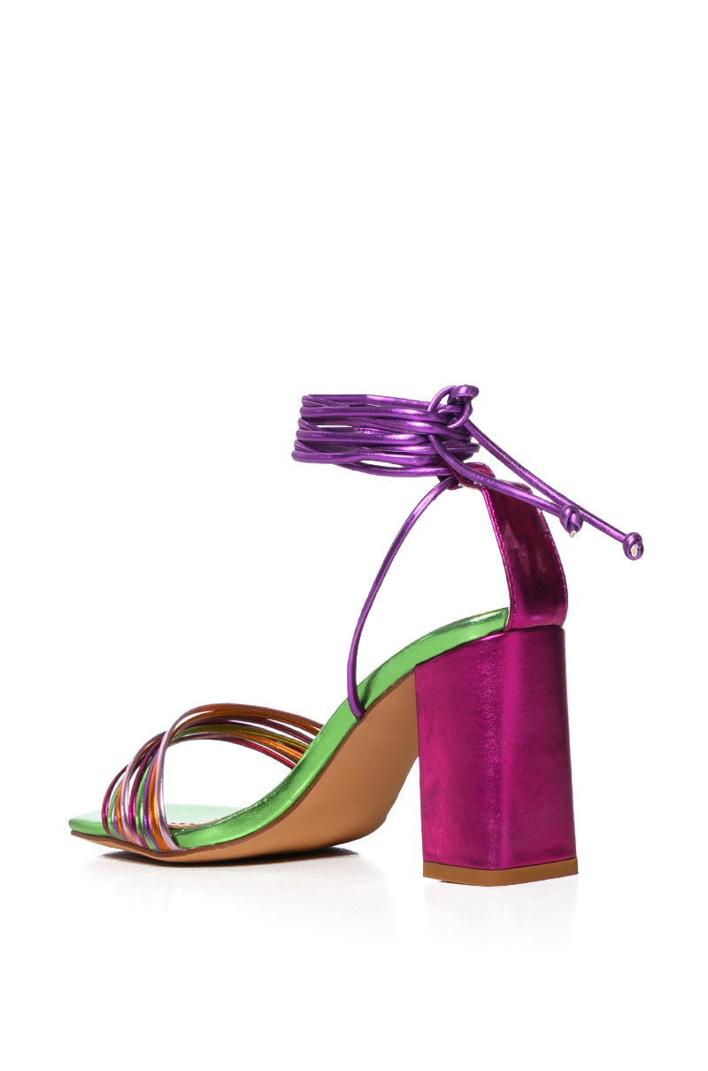 Detail View Azalea Wang Kilah Chunky Colorblock Sandal In Multi view 5