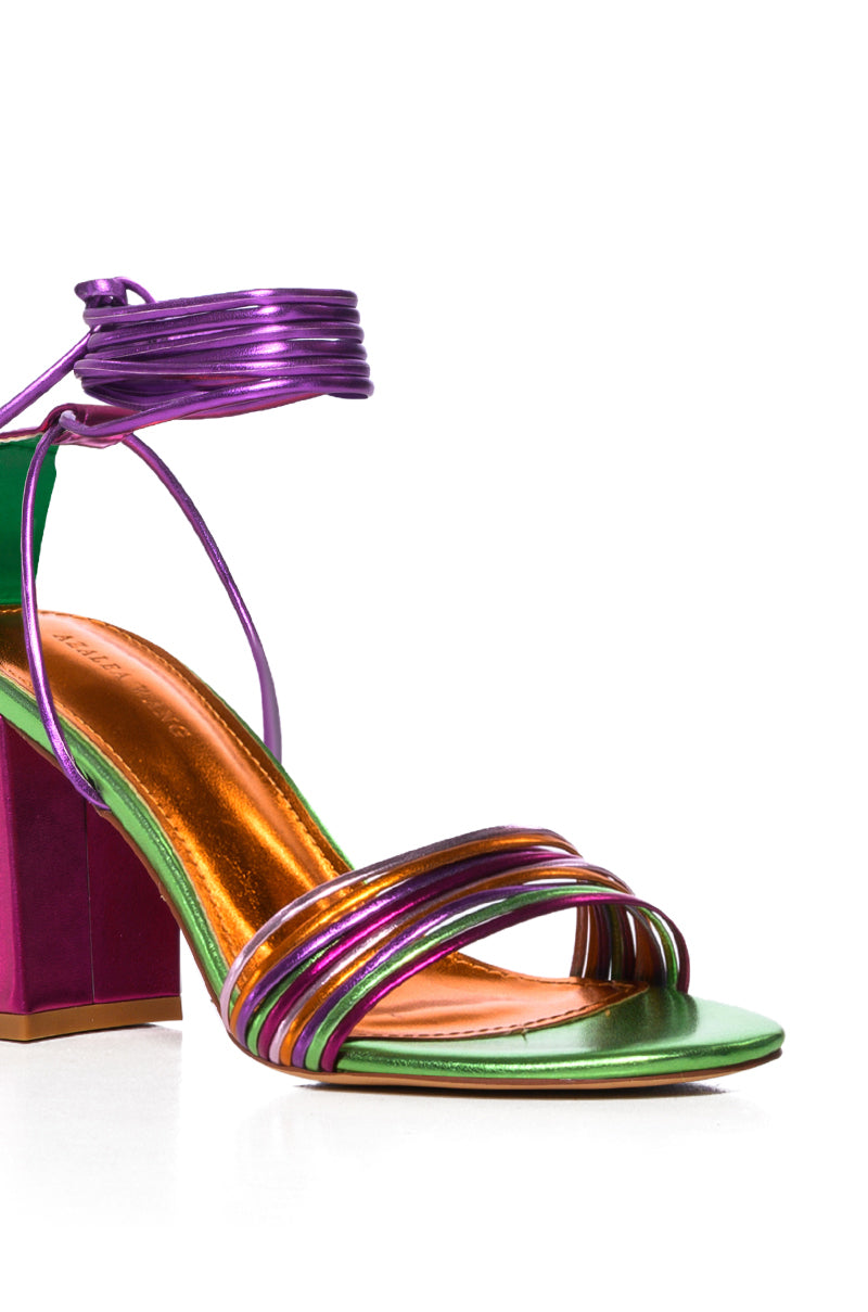 Full View Azalea Wang Kilah Chunky Colorblock Sandal In Multi view 6