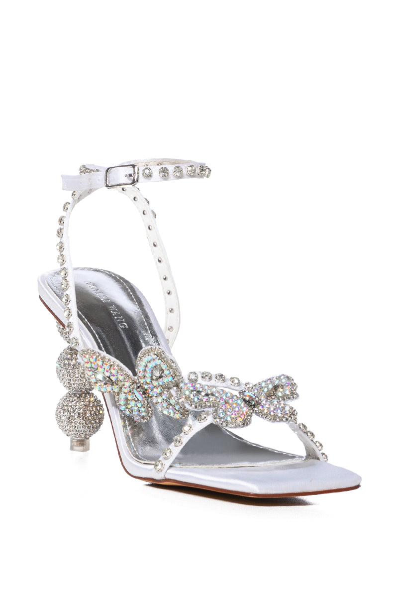 Back View Azalea Wang Kimora Embellished Butterfly Bubble Heel Sandal In Silver 2