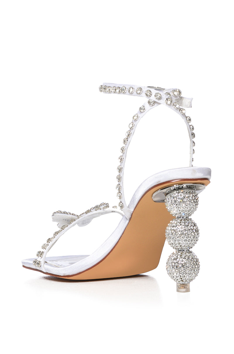 Detail View Azalea Wang Kimora Embellished Butterfly Bubble Heel Sandal In Silver 3