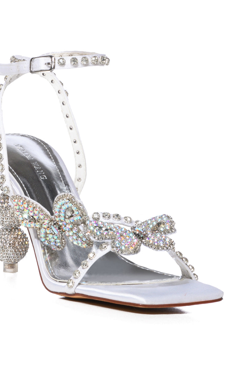 Full View Azalea Wang Kimora Embellished Butterfly Bubble Heel Sandal In Silver 4