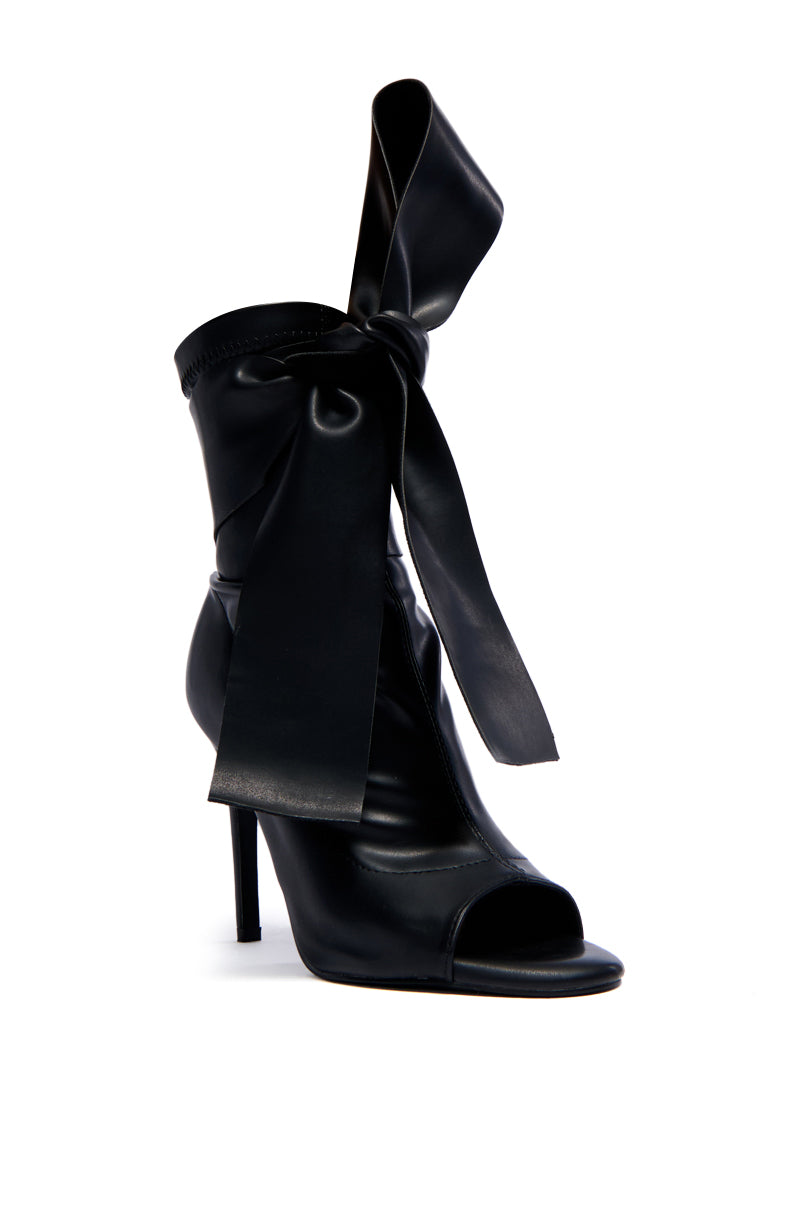 Back View Azalea Wang Klarice Black Peep Toe Bootie