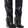 Front View Azalea Wang Knee High Industrial Look Chunky Boot In Black