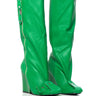 Front View Azalea Wang Knee High Industrial Look Chunky Boot In Green