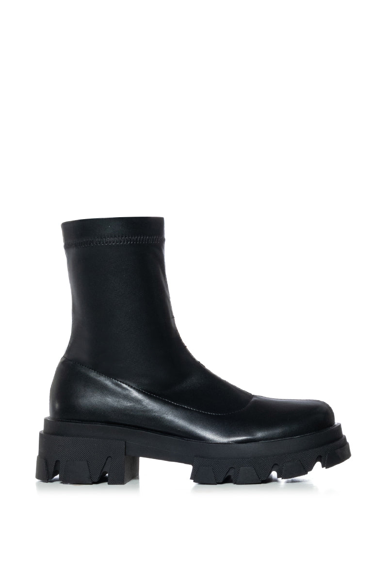 Detail View Azalea Wang Knoxton Black Bootie With Strappy Tie Up Denim Cover