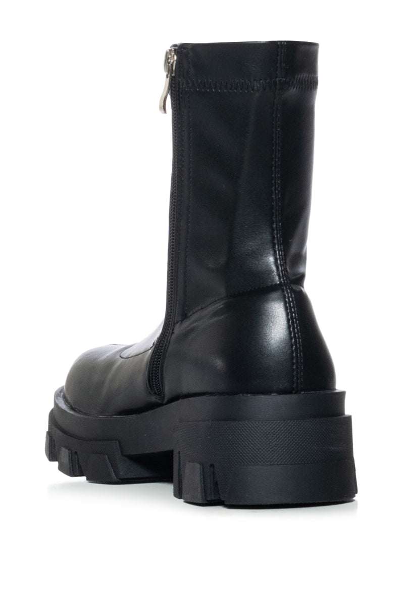 Extra View Azalea Wang Knoxton Black Bootie With Strappy Tie Up Denim Cover