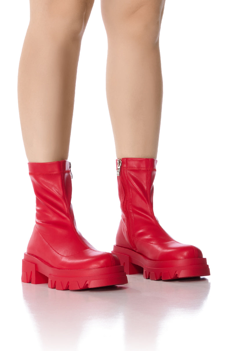 AZALEA WANG KNOXTON RED BOOTIE WITH STRAPPY TIE UP COVER view 0