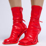 Front View Azalea Wang Kohinoor Red Futuristic Sandal Bootie