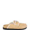 Side View Azalea Wang Korynn Beige Embellished Rafia Flat