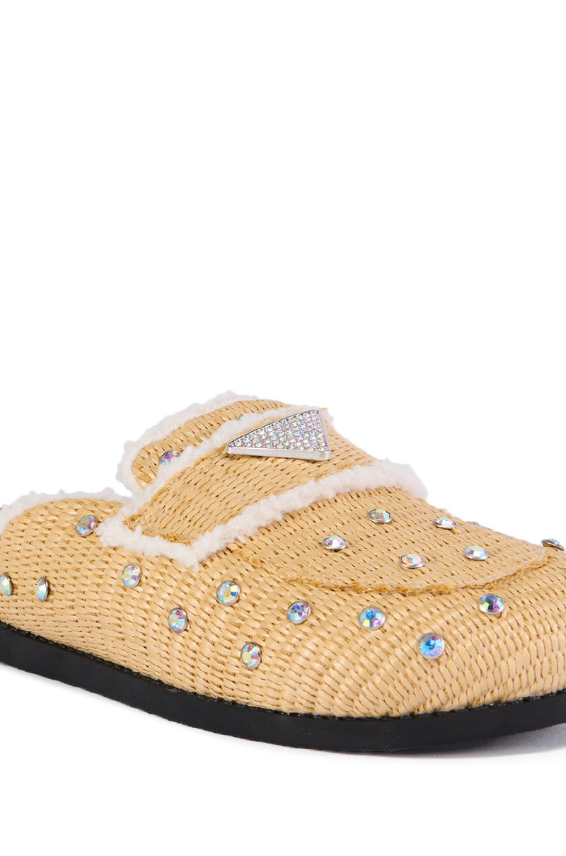 Extra View Azalea Wang Korynn Beige Embellished Rafia Flat 4