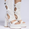 Front View Azalea Wang Kwame White Gladiator Sandal