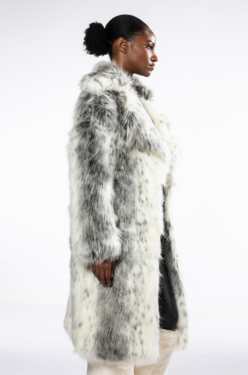 Snow Leopard Azalea Wang Fur Coat Monki Monki Fur Hooded Jacket In