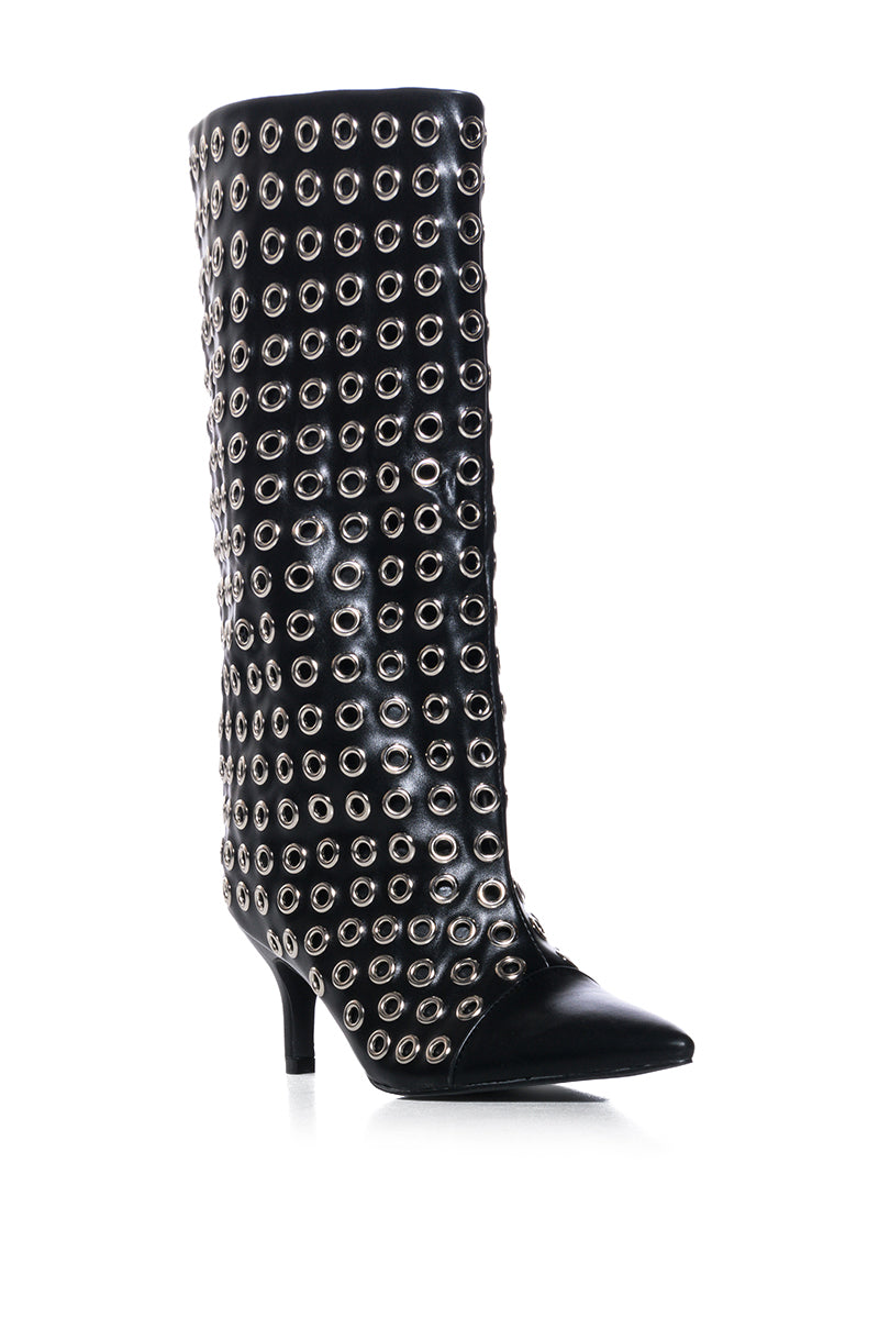 Back View Azalea Wang Langham Hardware Detail Bootie In Black 2