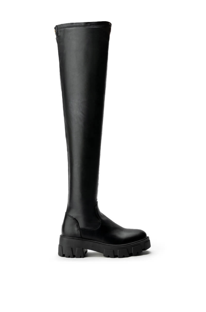 Side View Azalea Wang Late Nights Flatform Boot In Black