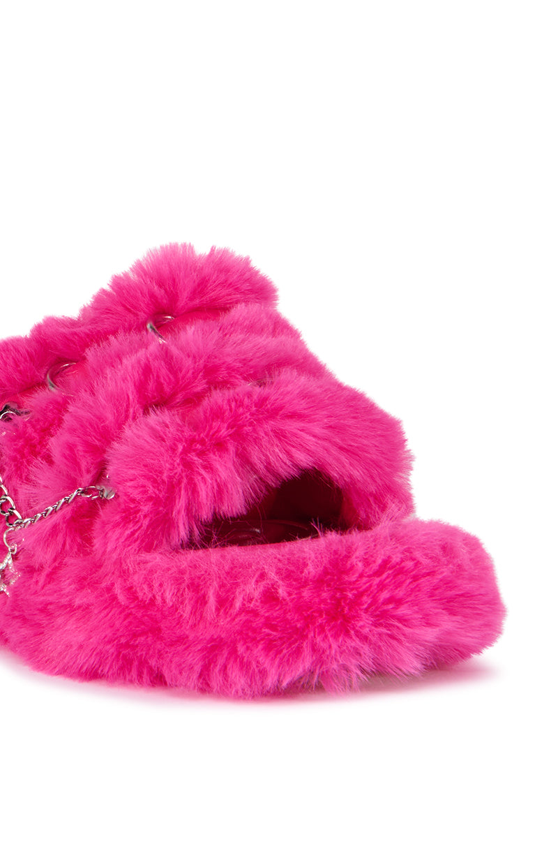 Full View Azalea Wang Laureles Fur Sandal In Pink
