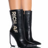 Front View Azalea Wang Lavish Rhinestone Wedge Bootie In Black