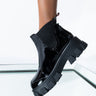 Front View Azalea Wang Learn To Let Go Flat Bootie In Black in Black