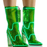 Front View Azalea Wang Lee Light Up Pvc Bootie In Green