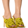 Front View Azalea Wang Lena Embellished Flower Mule In Yellow