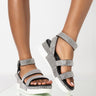 Front View Azalea Wang Let You Know Youre Mine Flatform Sandal In Black in Black