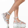 Front View Azalea Wang Let You Know Youre Mine Flatform Sandal In White