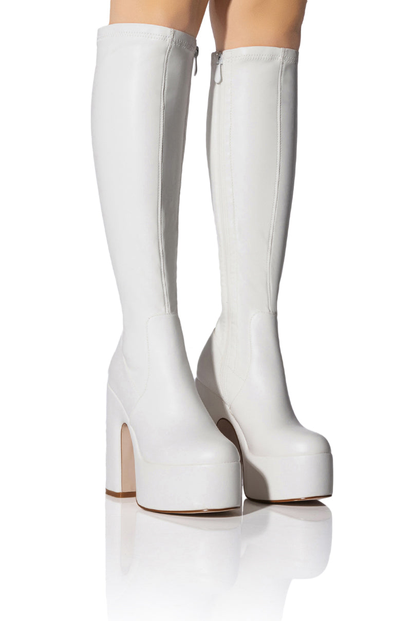 AZALEA WANG SUTTON PU CHUNKY BOOT IN WHITE view 0