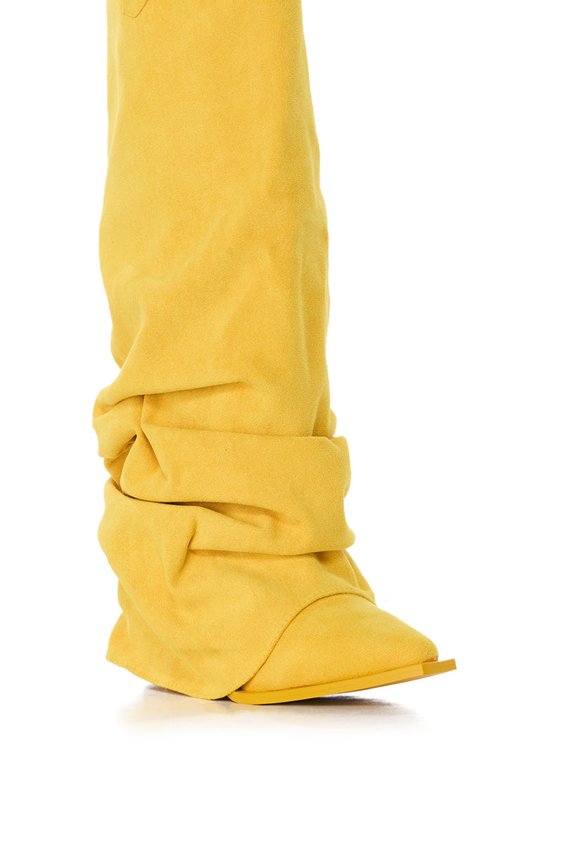 Full View Azalea Wang Lettice Suede Western Boot In Yellow