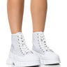 Front View Azalea Wang Libbie Embellished Sneaker In White