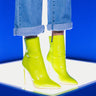 Front View Azalea Wang Life Of The Party Stiletto Bootie In Neon Lime